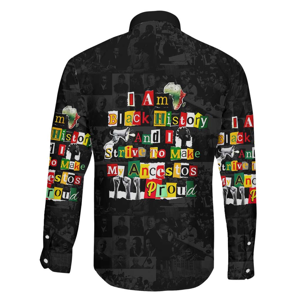 I Am Black History And I Strive To Make My Ancestor Proud Family Matching Tank Maxi Dress and Hawaiian Shirt with Ancestral Collage Background and Afrocentric Lettering - Wonder Print Shop