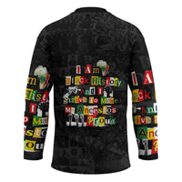 I Am Black History And I Strive To Make My Ancestor Proud Hockey Jersey with Ancestral Collage Background and Afrocentric Lettering - Wonder Print Shop