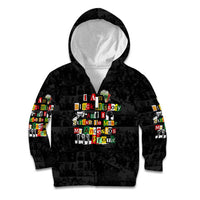 I Am Black History And I Strive To Make My Ancestor Proud Kid Hoodie with Ancestral Collage Background and Afrocentric Lettering - Wonder Print Shop