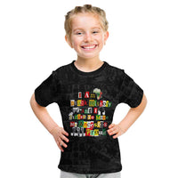 I Am Black History And I Strive To Make My Ancestor Proud Kid T Shirt with Ancestral Collage Background and Afrocentric Lettering - Wonder Print Shop
