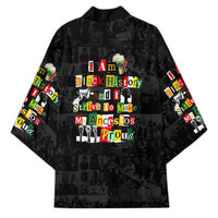 I Am Black History And I Strive To Make My Ancestor Proud Kimono with Ancestral Collage Background and Afrocentric Lettering - Wonder Print Shop