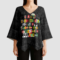 I Am Black History And I Strive To Make My Ancestor Proud Kimono Sleeve Blouse with Ancestral Collage Background and Afrocentric Lettering - Wonder Print Shop
