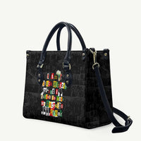 I Am Black History And I Strive To Make My Ancestor Proud Leather Bag with Ancestral Collage Background and Afrocentric Lettering - Wonder Print Shop