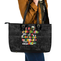 I Am Black History And I Strive To Make My Ancestor Proud Leather Tote Bag with Ancestral Collage Background and Afrocentric Lettering - Wonder Print Shop