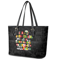 I Am Black History And I Strive To Make My Ancestor Proud Leather Tote Bag with Ancestral Collage Background and Afrocentric Lettering - Wonder Print Shop
