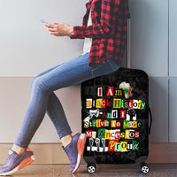 I Am Black History And I Strive To Make My Ancestor Proud Luggage Cover with Ancestral Collage Background and Afrocentric Lettering - Wonder Print Shop