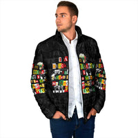 I Am Black History And I Strive To Make My Ancestor Proud Padded Jacket with Ancestral Collage Background and Afrocentric Lettering - Wonder Print Shop