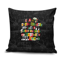 I Am Black History And I Strive To Make My Ancestor Proud Pillow Cover with Ancestral Collage Background and Afrocentric Lettering - Wonder Print Shop