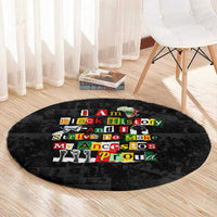 I Am Black History And I Strive To Make My Ancestor Proud Round Carpet with Ancestral Collage Background and Afrocentric Lettering - Wonder Print Shop