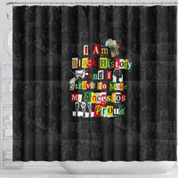 I Am Black History And I Strive To Make My Ancestor Proud Shower Curtain with Ancestral Collage Background and Afrocentric Lettering - Wonder Print Shop