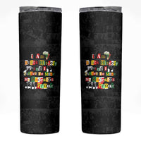 I Am Black History And I Strive To Make My Ancestor Proud Skinny Tumbler with Ancestral Collage Background and Afrocentric Lettering - Wonder Print Shop