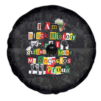 I Am Black History And I Strive To Make My Ancestor Proud Spare Tire Cover with Ancestral Collage Background and Afrocentric Lettering - Wonder Print Shop