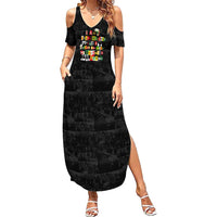 I Am Black History And I Strive To Make My Ancestor Proud Summer Maxi Dress with Ancestral Collage Background and Afrocentric Lettering - Wonder Print Shop