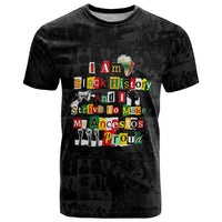 I Am Black History And I Strive To Make My Ancestor Proud T Shirt with Ancestral Collage Background and Afrocentric Lettering - Wonder Print Shop