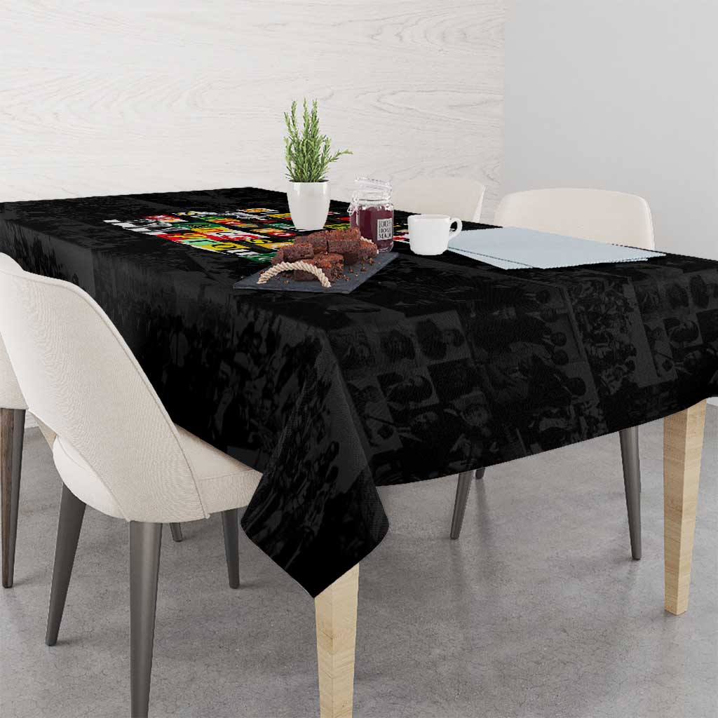 I Am Black History And I Strive To Make My Ancestor Proud Tablecloth with Ancestral Collage Background and Afrocentric Lettering - Wonder Print Shop