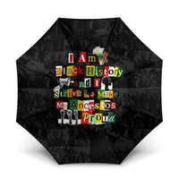I Am Black History And I Strive To Make My Ancestor Proud Umbrella with Ancestral Collage Background and Afrocentric Lettering - Wonder Print Shop