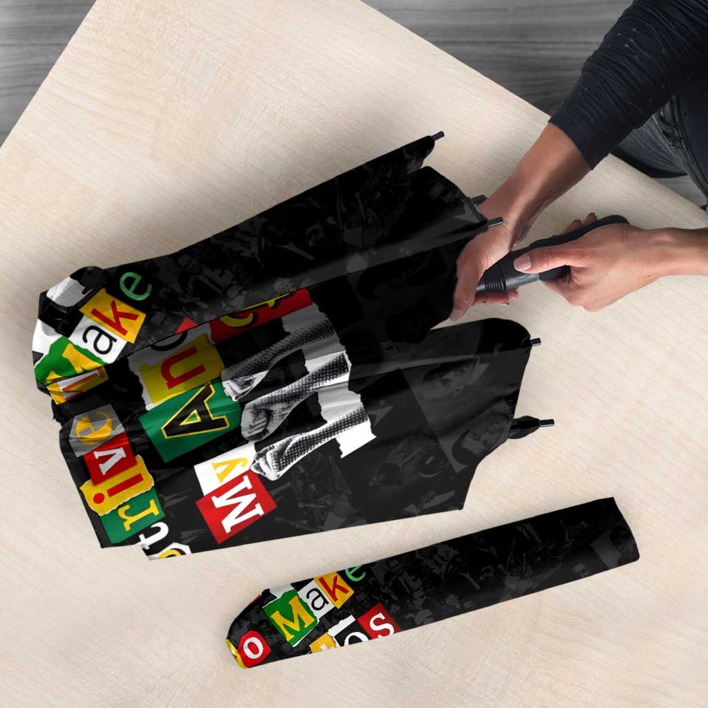 I Am Black History And I Strive To Make My Ancestor Proud Umbrella with Ancestral Collage Background and Afrocentric Lettering - Wonder Print Shop