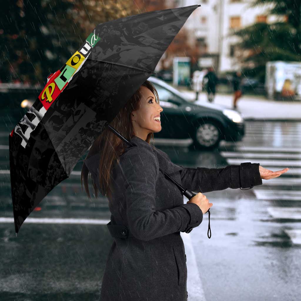 I Am Black History And I Strive To Make My Ancestor Proud Umbrella with Ancestral Collage Background and Afrocentric Lettering - Wonder Print Shop