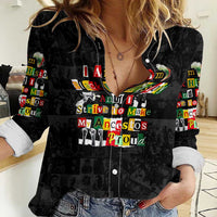 I Am Black History And I Strive To Make My Ancestor Proud Women Casual Shirt with Ancestral Collage Background and Afrocentric Lettering - Wonder Print Shop