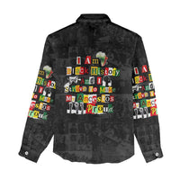 I Am Black History And I Strive To Make My Ancestor Proud Women Casual Shirt with Ancestral Collage Background and Afrocentric Lettering - Wonder Print Shop