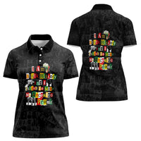 I Am Black History And I Strive To Make My Ancestor Proud Women Polo Shirt with Ancestral Collage Background and Afrocentric Lettering - Wonder Print Shop