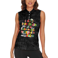 I Am Black History And I Strive To Make My Ancestor Proud Women Sleeveless Polo Shirt with Ancestral Collage Background and Afrocentric Lettering - Wonder Print Shop