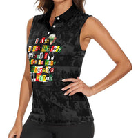 I Am Black History And I Strive To Make My Ancestor Proud Women Sleeveless Polo Shirt with Ancestral Collage Background and Afrocentric Lettering - Wonder Print Shop