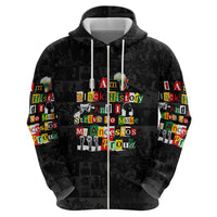 I Am Black History And I Strive To Make My Ancestor Proud Zip Hoodie with Ancestral Collage Background and Afrocentric Lettering - Wonder Print Shop