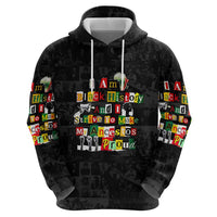 I Am Black History And I Strive To Make My Ancestor Proud Zip Hoodie with Ancestral Collage Background and Afrocentric Lettering - Wonder Print Shop