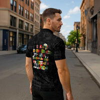 I Am Black History And I Strive To Make My Ancestor Proud Zipper Polo Shirt with Ancestral Collage Background and Afrocentric Lettering - Wonder Print Shop
