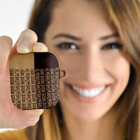 Tribe Script AirPods Case with Bold Mudcloth Symbols and Brown Tan Split Design - Wonder Print Shop