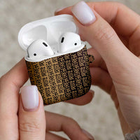 Tribe Script AirPods Case with Bold Mudcloth Symbols and Brown Tan Split Design - Wonder Print Shop