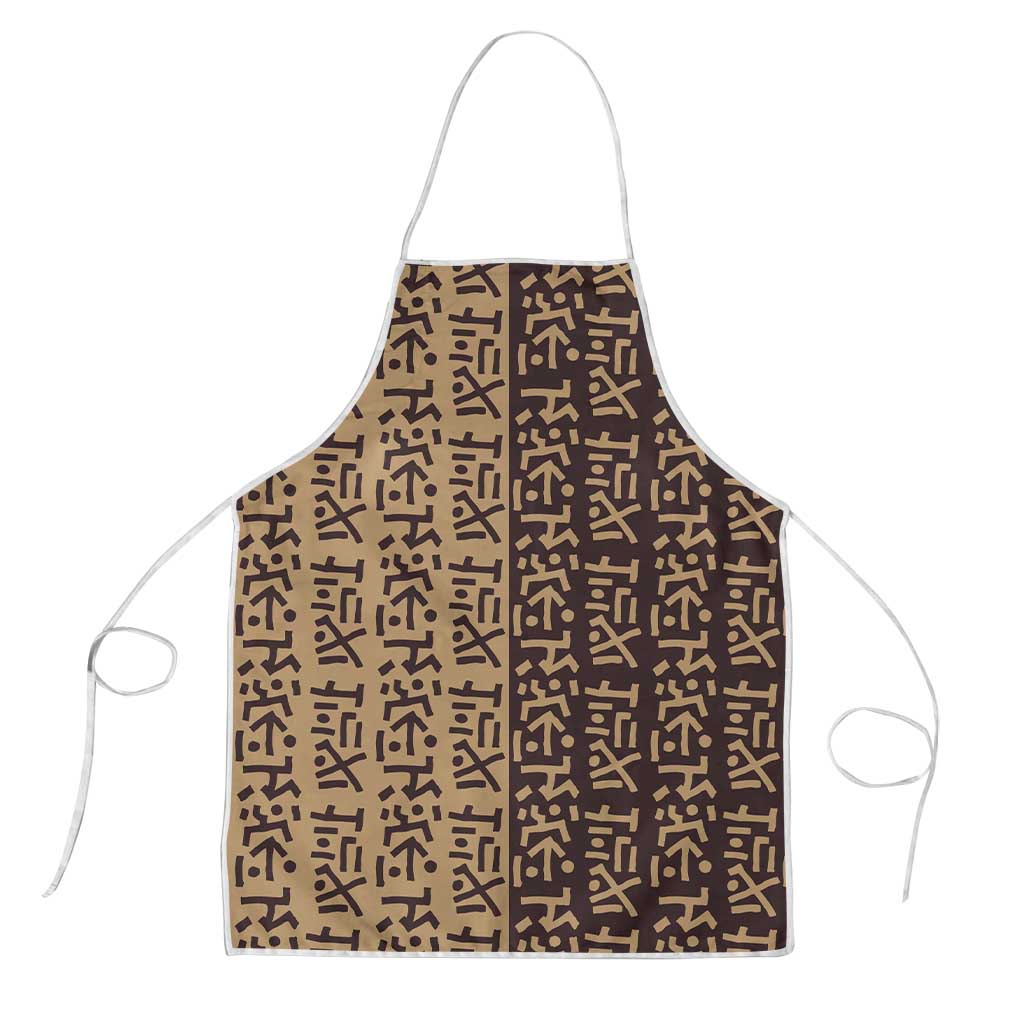 Tribe Script Apron with Bold Mudcloth Symbols and Brown Tan Split Design - Wonder Print Shop