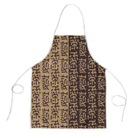 Tribe Script Apron with Bold Mudcloth Symbols and Brown Tan Split Design - Wonder Print Shop