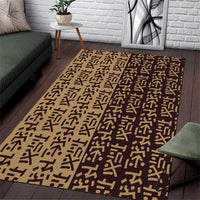 Tribe Script Area Rug with Bold Mudcloth Symbols and Brown Tan Split Design - Wonder Print Shop