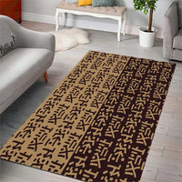Tribe Script Area Rug with Bold Mudcloth Symbols and Brown Tan Split Design - Wonder Print Shop