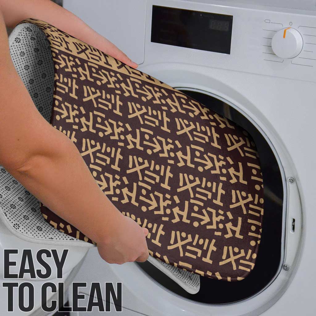 Tribe Script Bathroom Set with Bold Mudcloth Symbols and Brown Tan Split Design - Wonder Print Shop