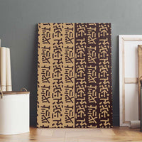 Tribe Script Canvas Wall Art with Bold Mudcloth Symbols and Brown Tan Split Design - Wonder Print Shop