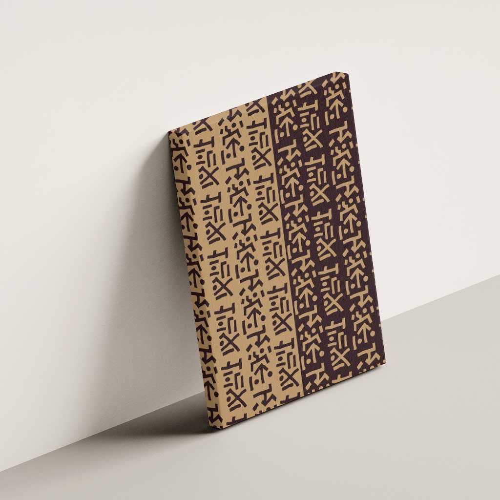 Tribe Script Canvas Wall Art with Bold Mudcloth Symbols and Brown Tan Split Design - Wonder Print Shop