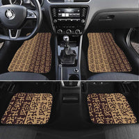 Tribe Script Car Mats with Bold Mudcloth Symbols and Brown Tan Split Design - Wonder Print Shop