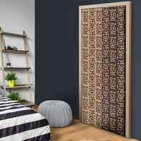 Tribe Script Door Cover with Bold Mudcloth Symbols and Brown Tan Split Design - Wonder Print Shop
