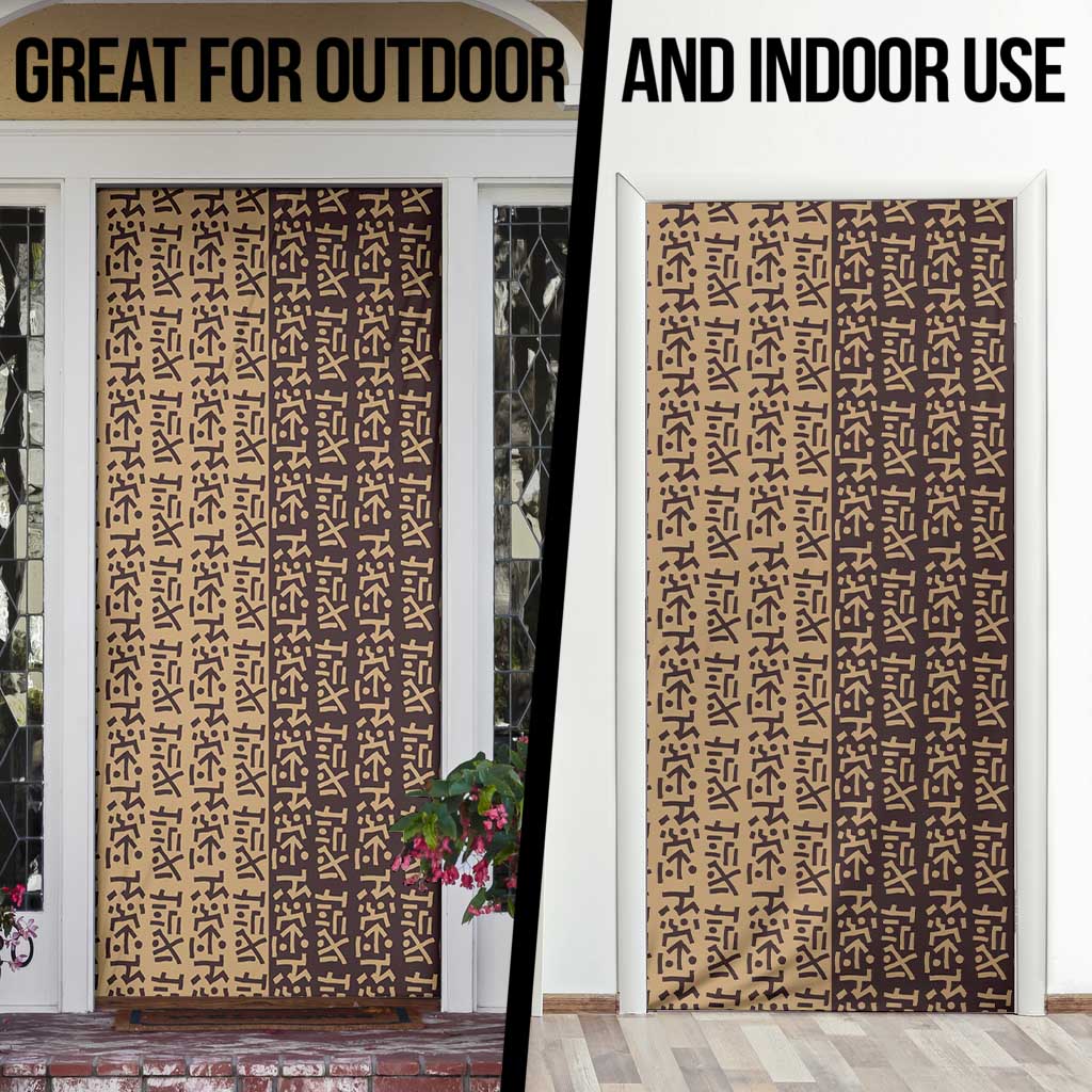 Tribe Script Door Cover with Bold Mudcloth Symbols and Brown Tan Split Design - Wonder Print Shop