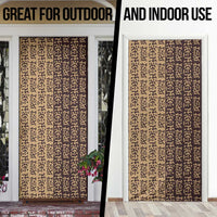Tribe Script Door Cover with Bold Mudcloth Symbols and Brown Tan Split Design - Wonder Print Shop