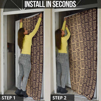 Tribe Script Door Cover with Bold Mudcloth Symbols and Brown Tan Split Design - Wonder Print Shop