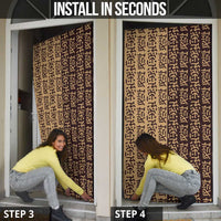 Tribe Script Door Cover with Bold Mudcloth Symbols and Brown Tan Split Design - Wonder Print Shop