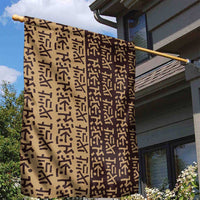Tribe Script Garden Flag with Bold Mudcloth Symbols and Brown Tan Split Design - Wonder Print Shop