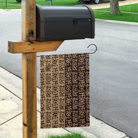 Tribe Script Garden Flag with Bold Mudcloth Symbols and Brown Tan Split Design - Wonder Print Shop