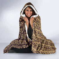 Tribe Script Hooded Blanket with Bold Mudcloth Symbols and Brown Tan Split Design - Wonder Print Shop