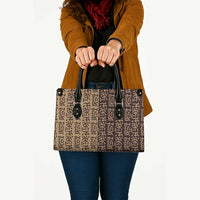 Tribe Script Leather Bag with Bold Mudcloth Symbols and Brown Tan Split Design - Wonder Print Shop