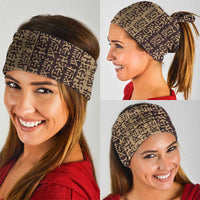 Tribe Script Neck Gaiter with Bold Mudcloth Symbols and Brown Tan Split Design - Wonder Print Shop